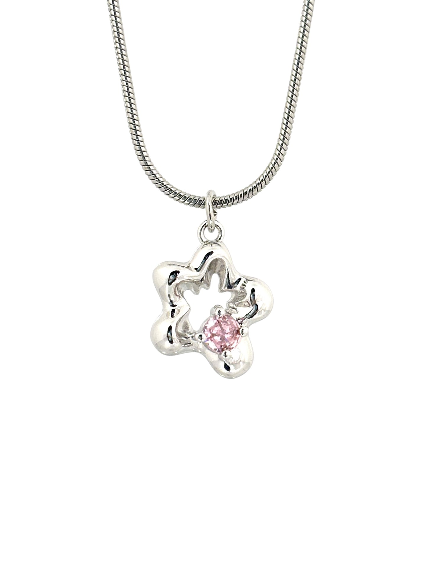 Silver bubble star necklace