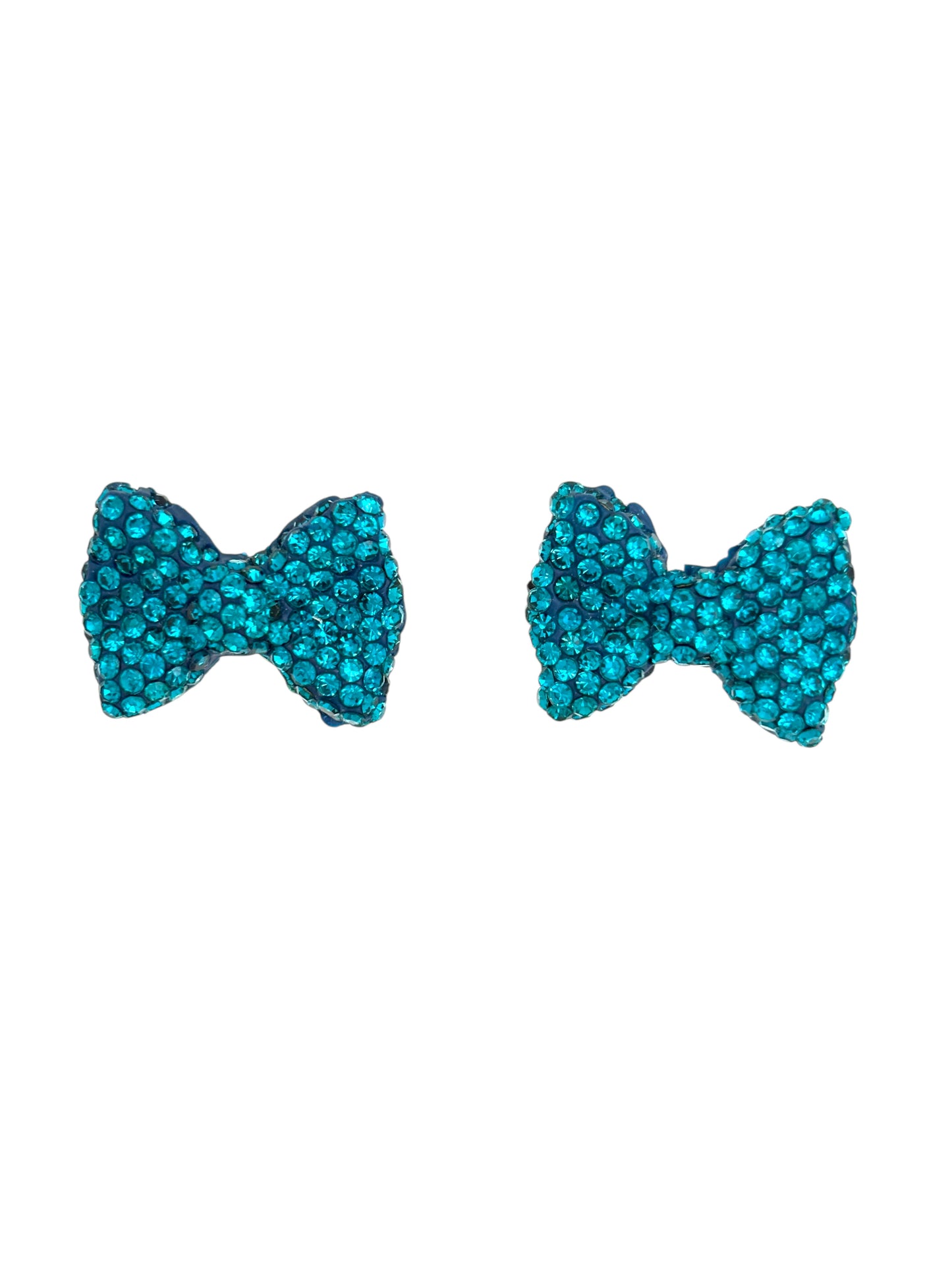 Blue bow sparkly bow earrings
