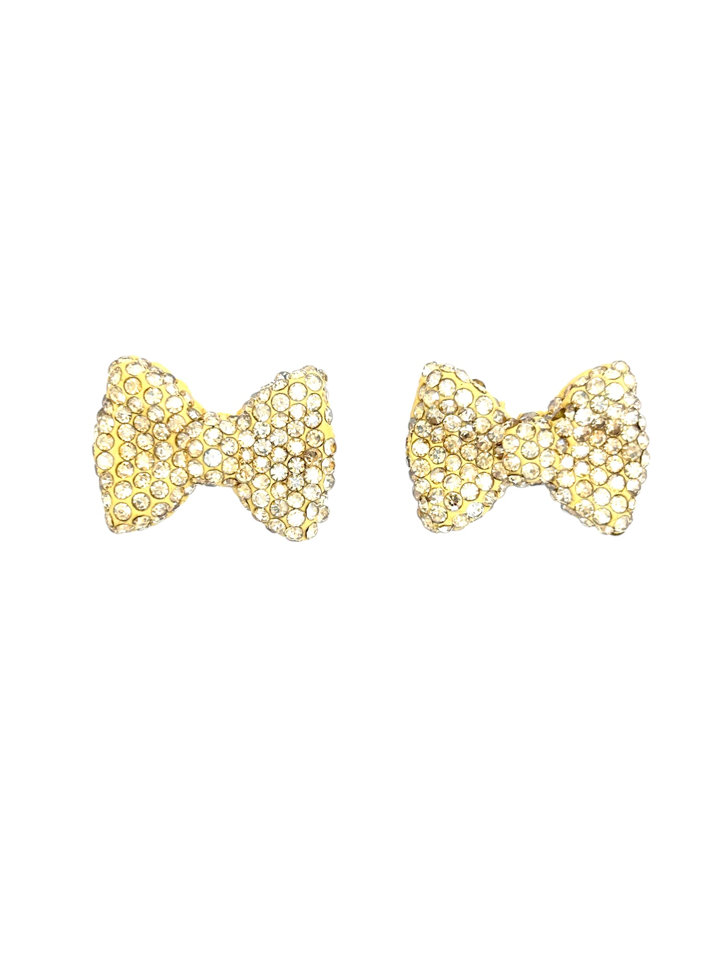 Cream sparkly bow earrings
