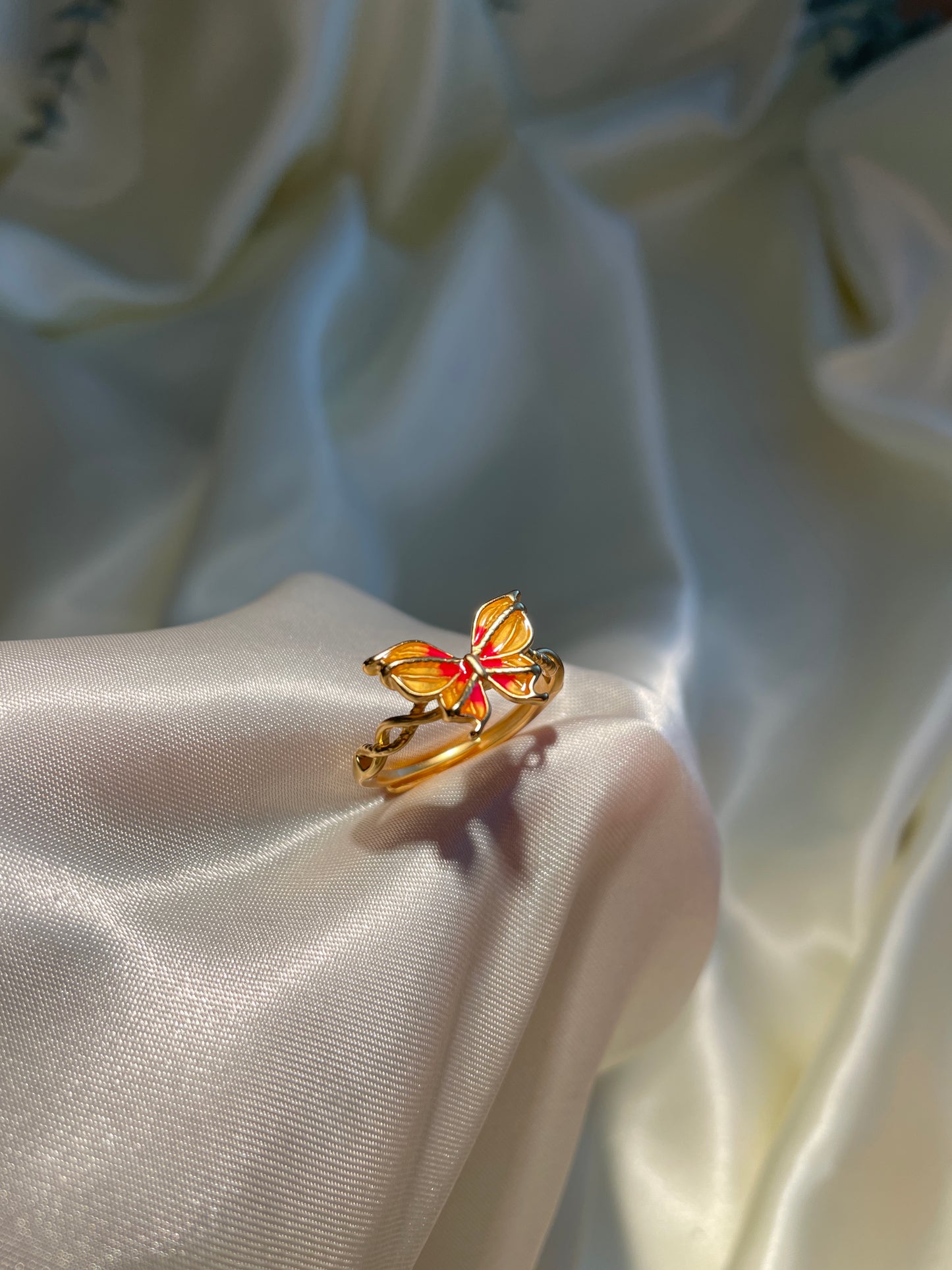 Sunset Butterfly Adjustable Ring