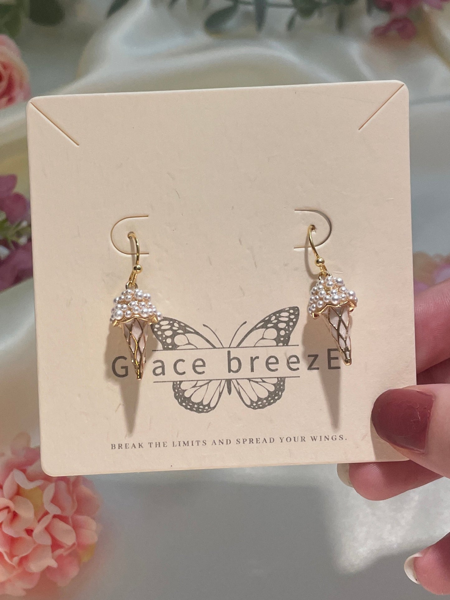 Pearly Ice Cream Gold Earrings