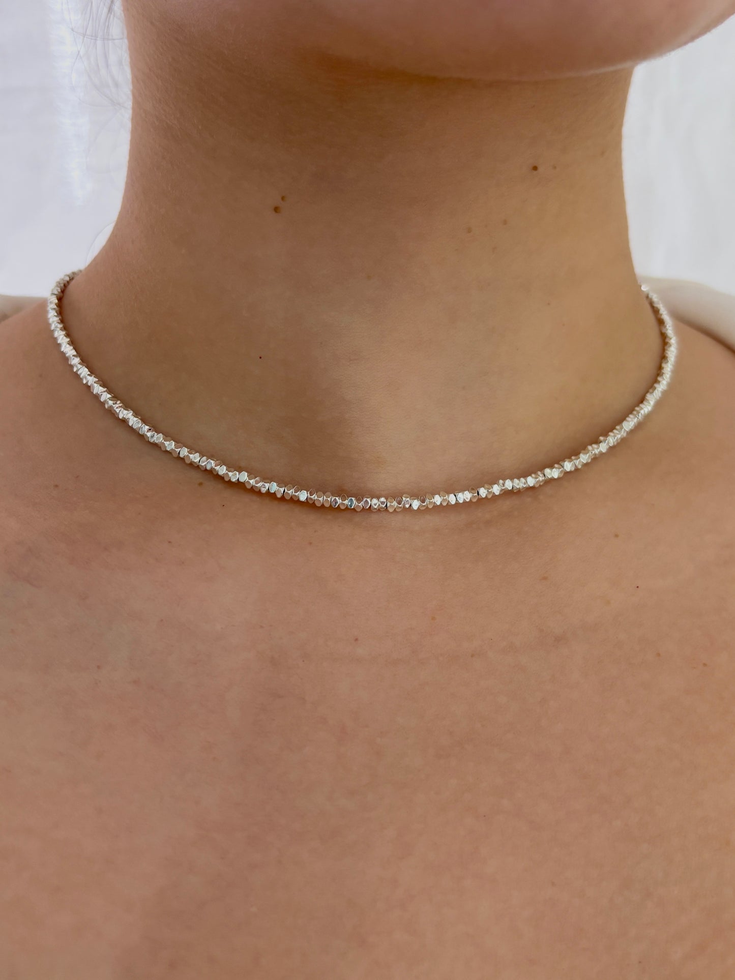 Solid Silver Nugget Necklace