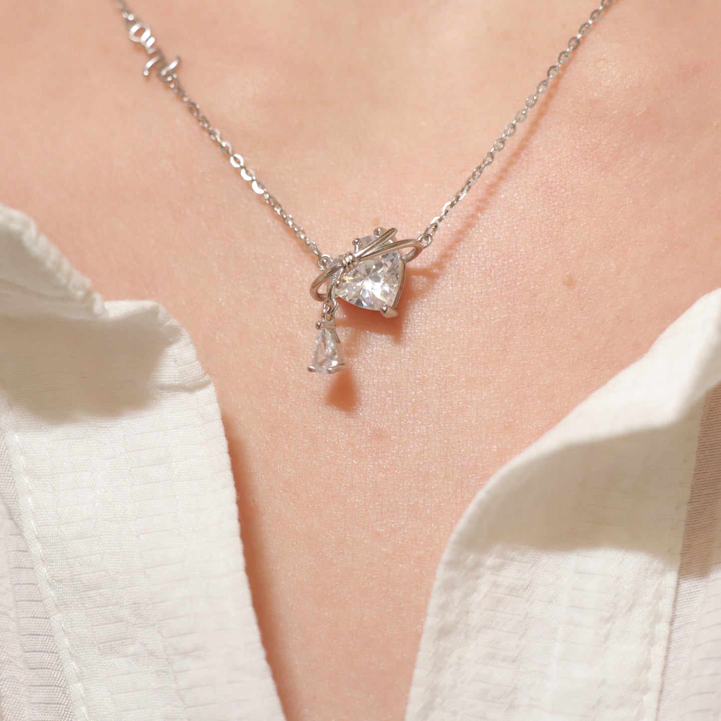 Only Love Solid Silver Zirconia Necklace