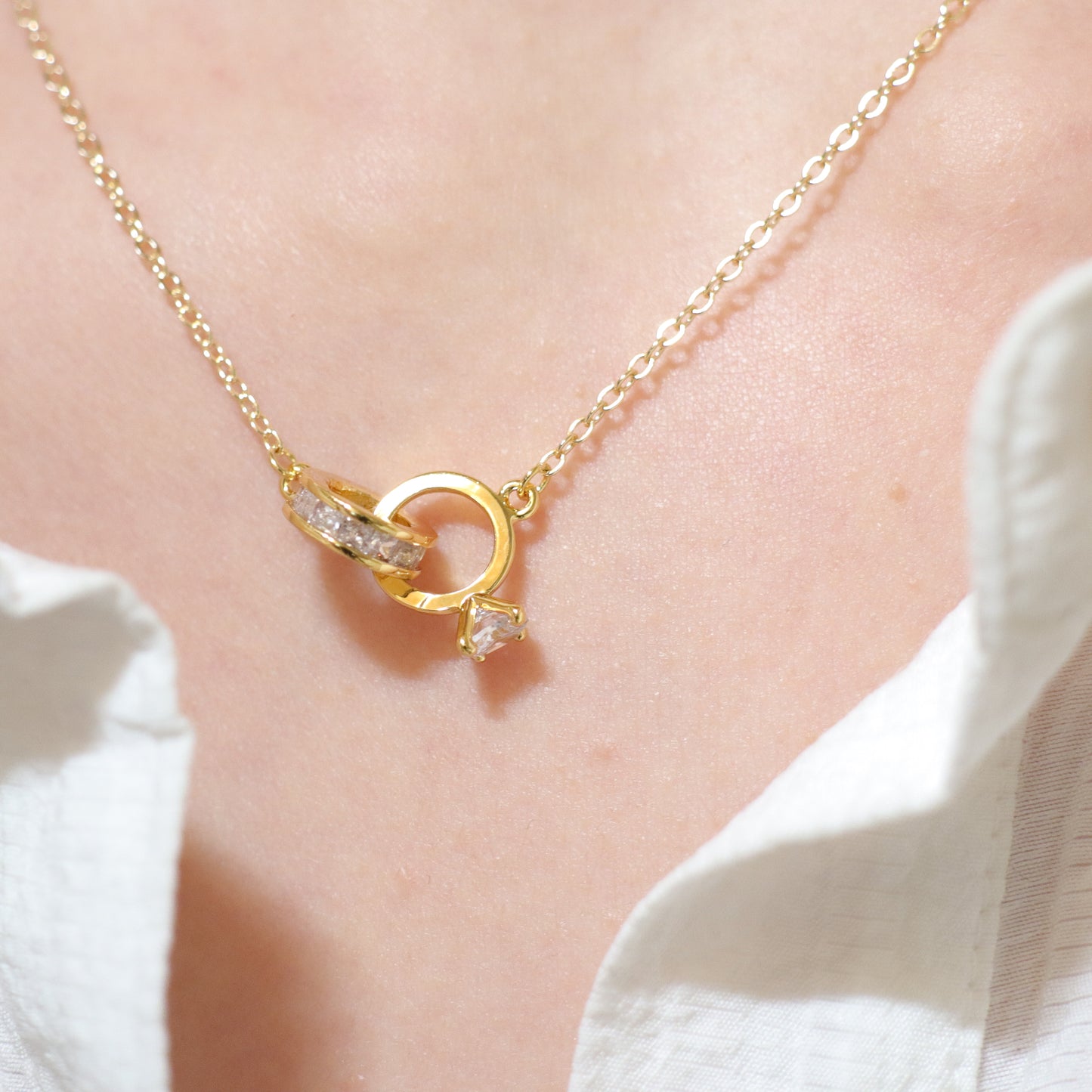 Intertwined Gold Zirconia Necklace