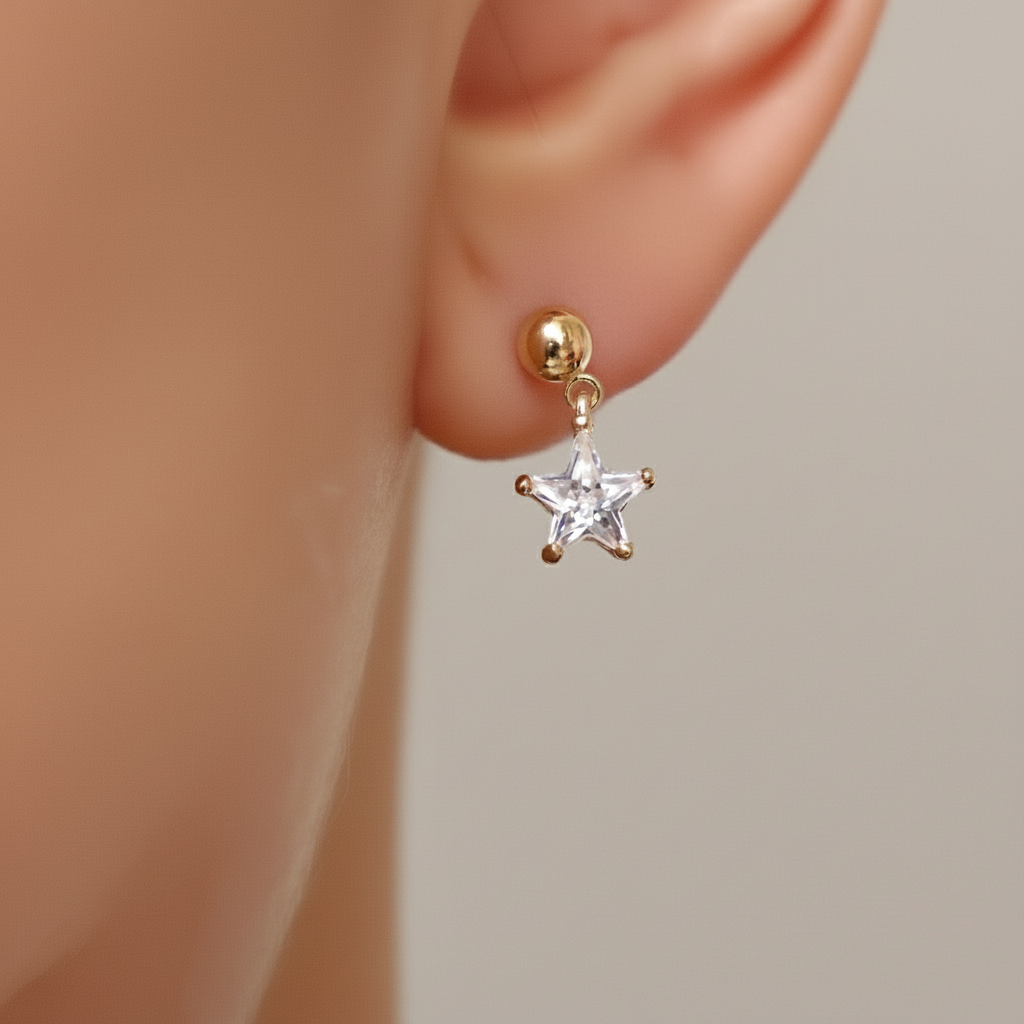 Mini Golden Star Zirconia Earrings
