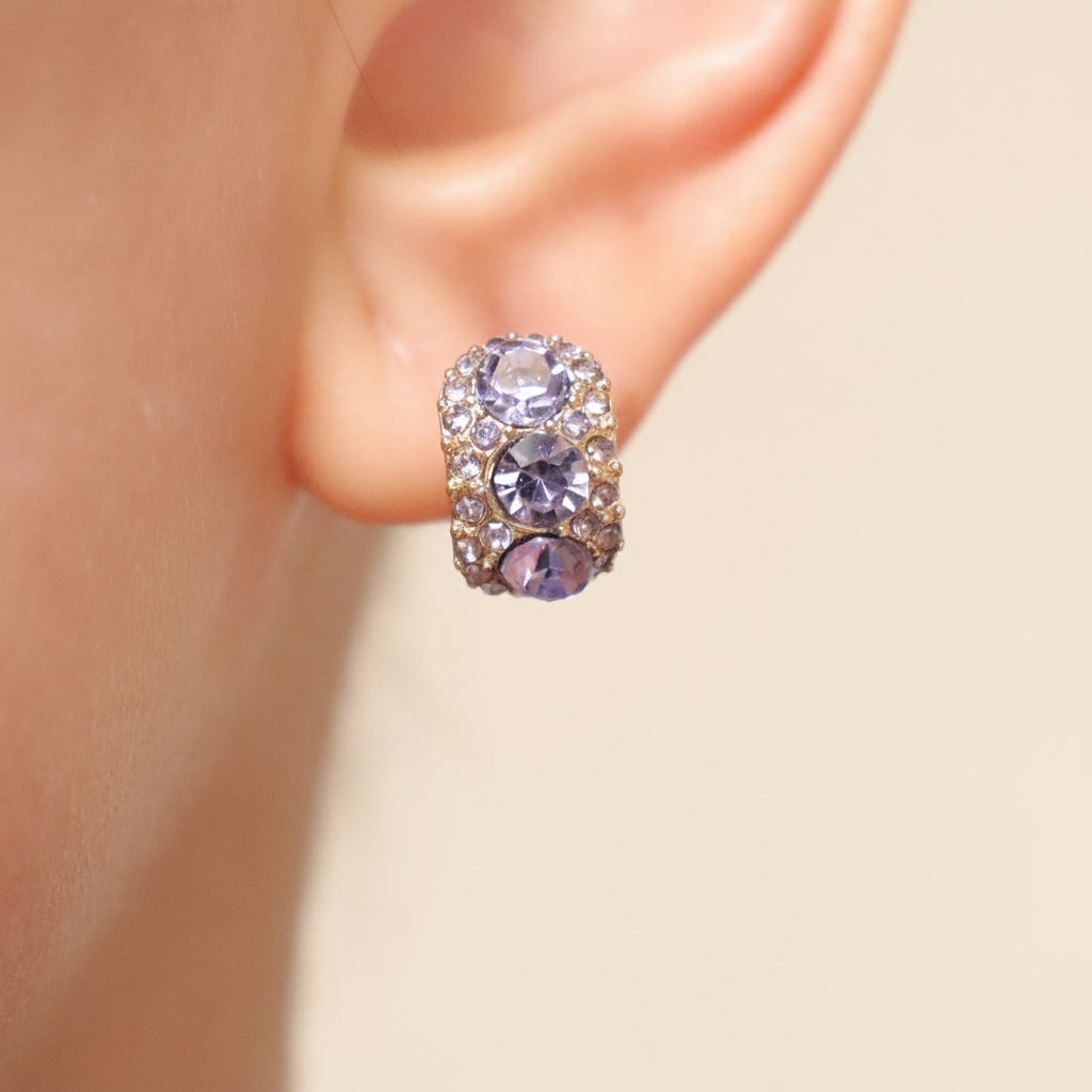 Purple Zirconia Gold Earrings