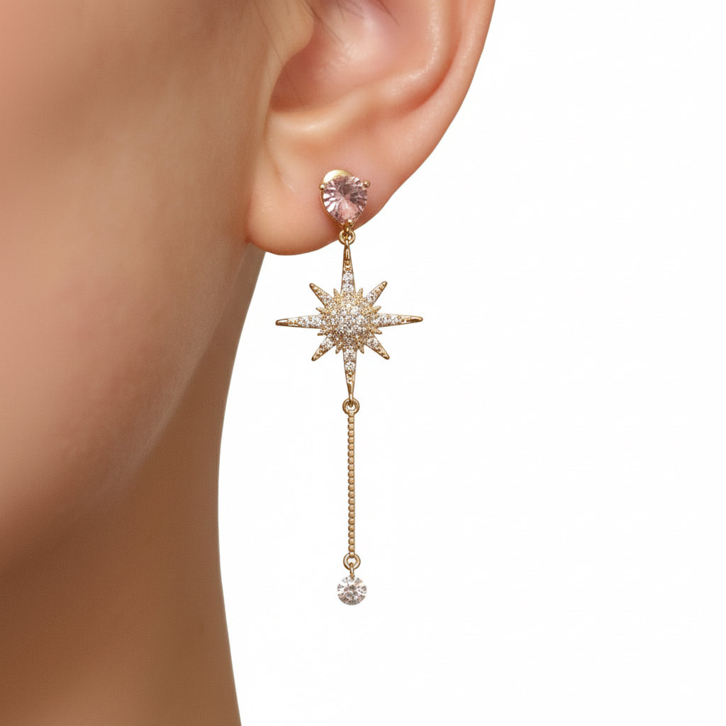 Hexagram & love earrings