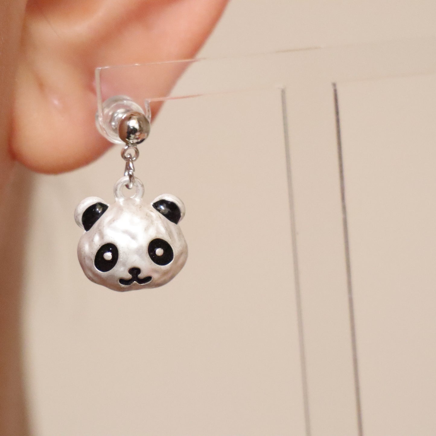 Asymmetrical pandas and bamboo earrings