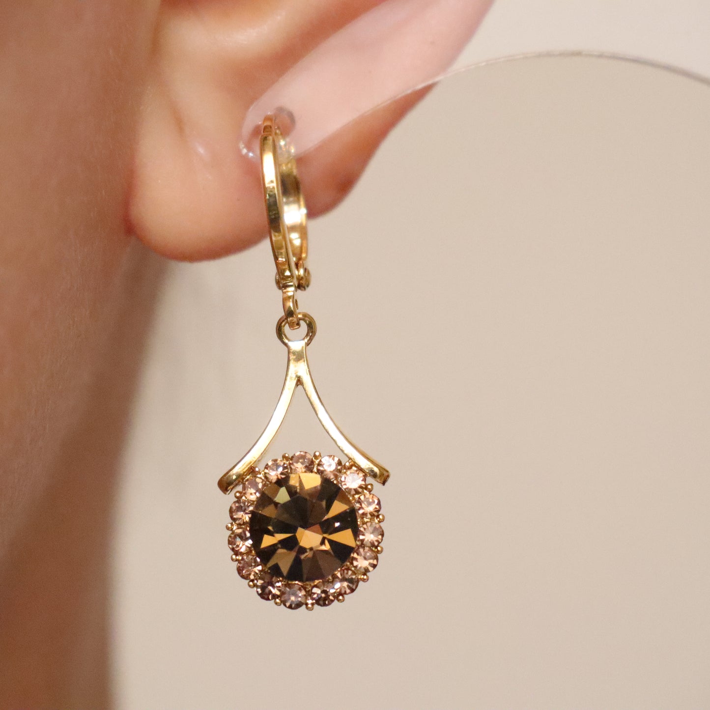 Bronze Zirconia Drop Earrings