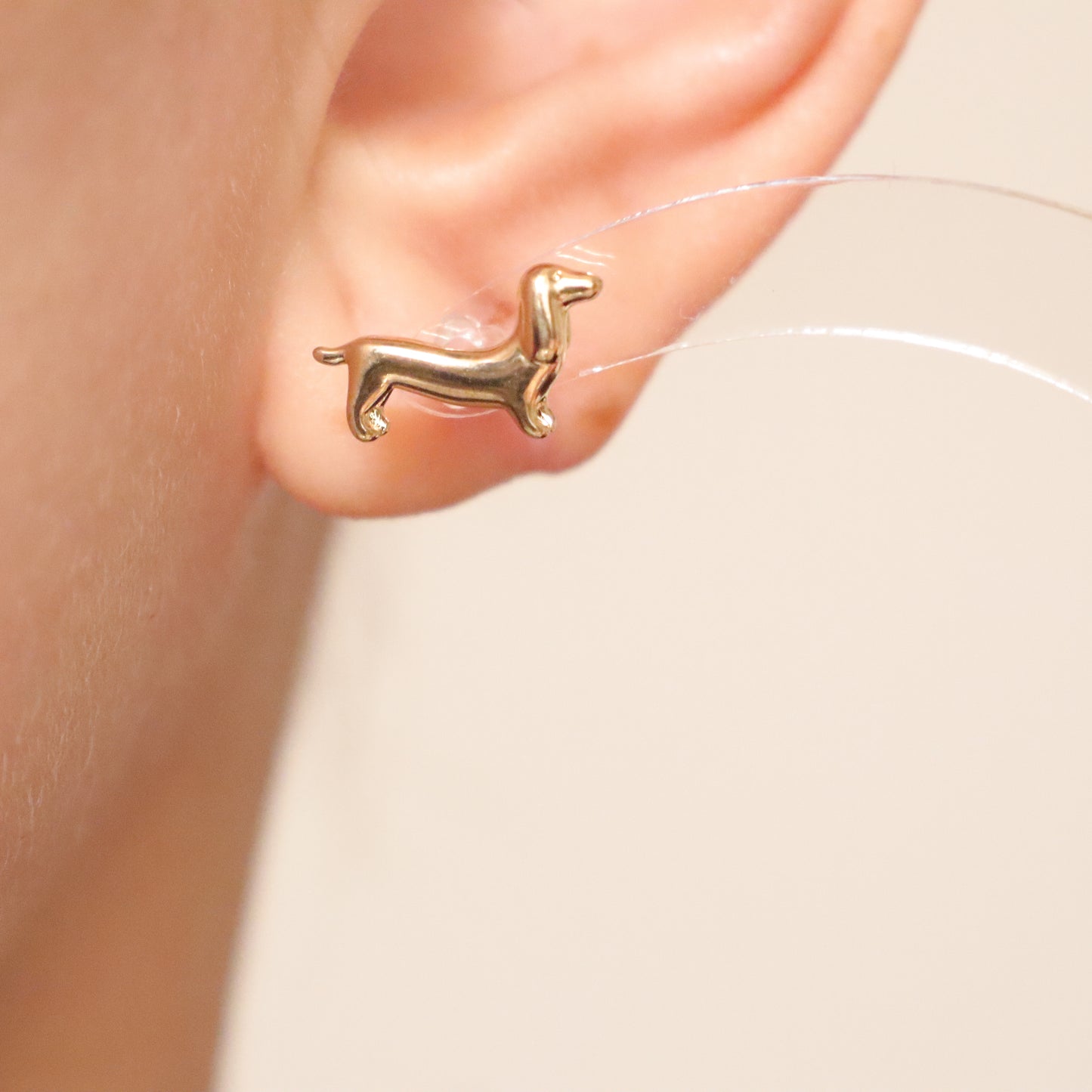 Golden Sausage Dog Earrings