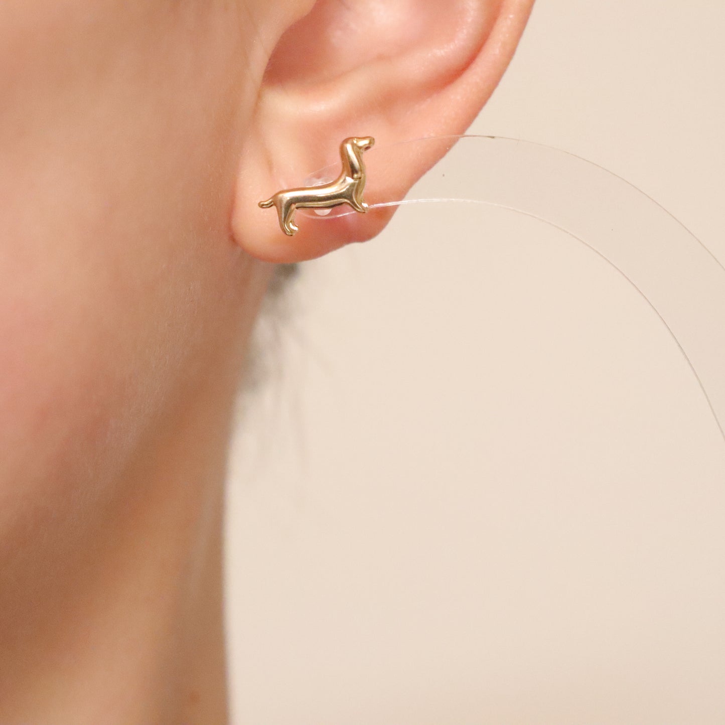 Golden Sausage Dog Earrings