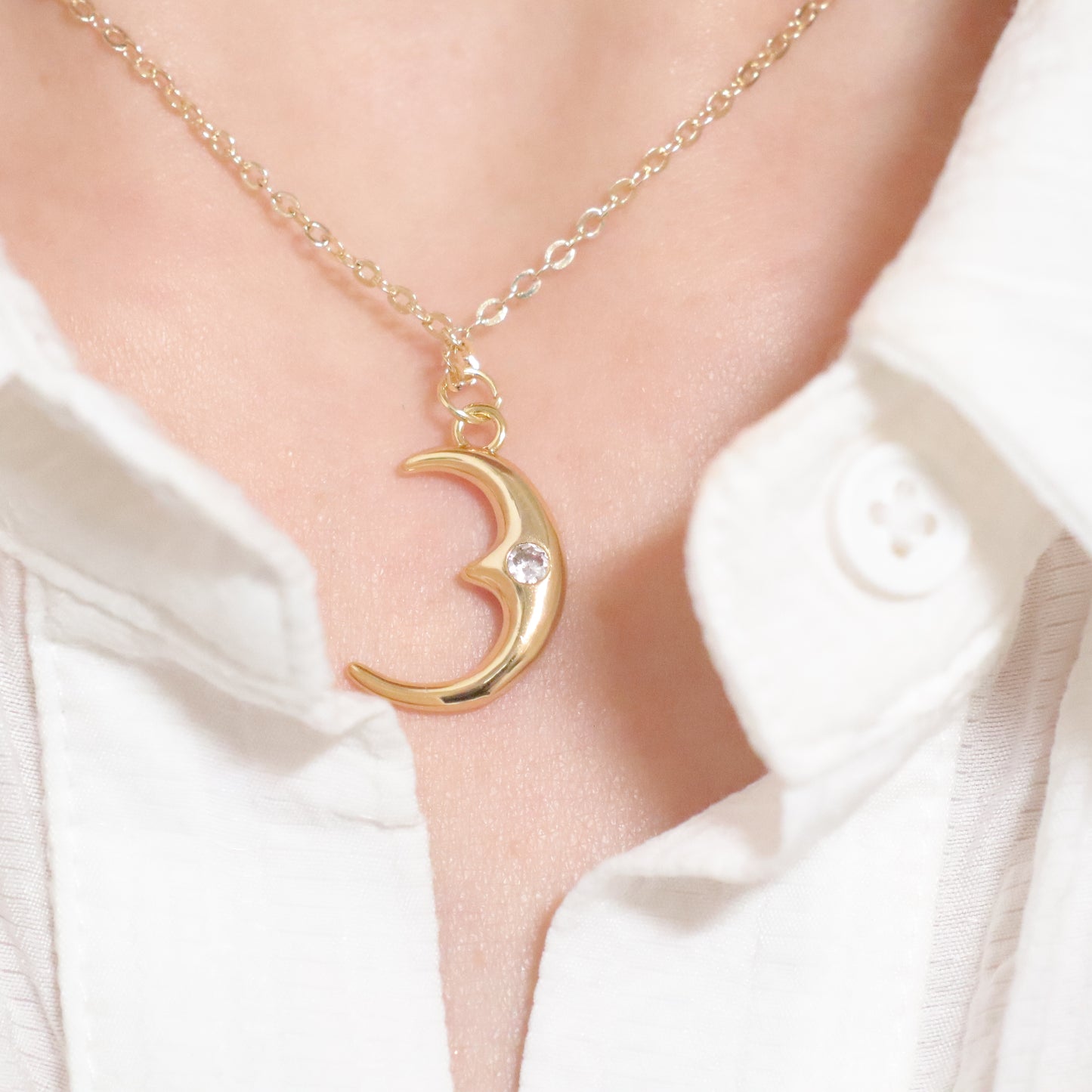 Gold Crescent Moon Necklace