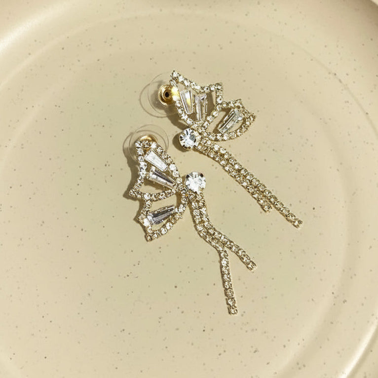 Side-View Butterfly Zirconia earrings , Gold & silver, Piercings & Earclips