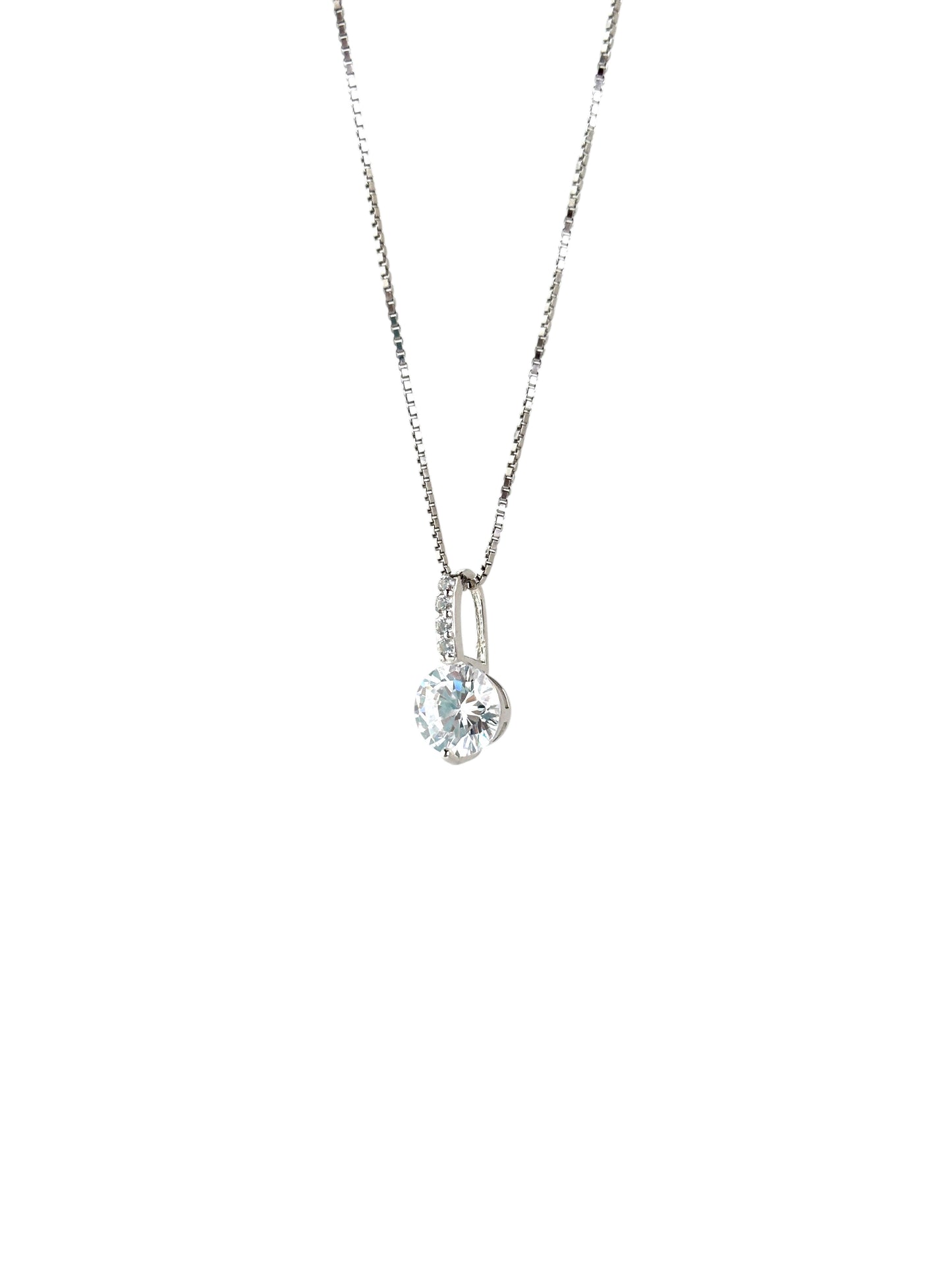 Delicate solid silver with zirconia pendant