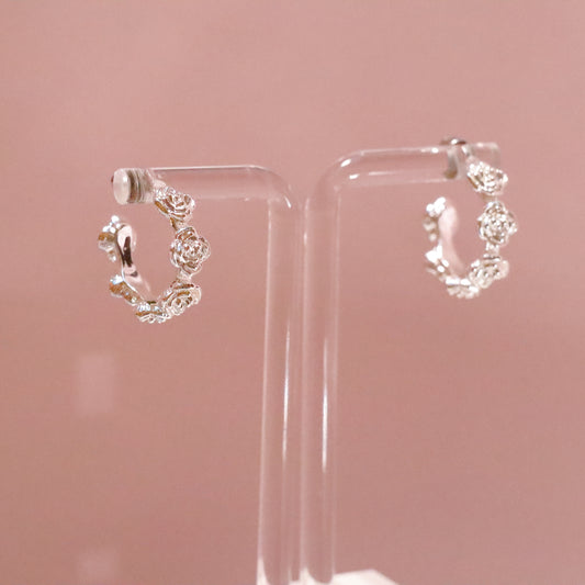 Rose silver Hoop earrings