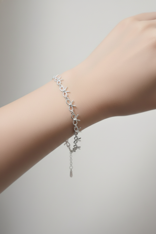 Eternal Knot Silver Bow Bracelet
