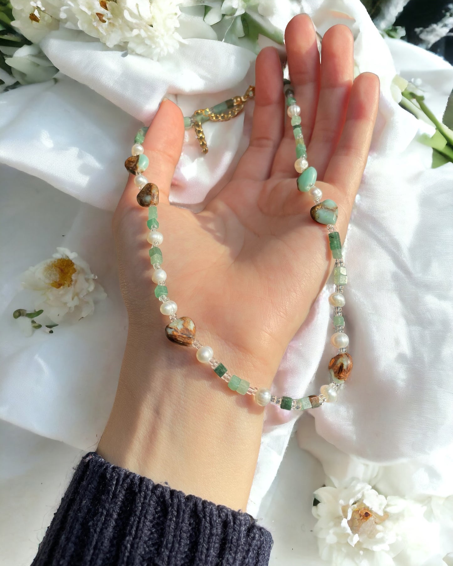 Spring Elegance: Handcrafted Gemstone Necklace