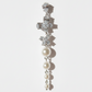 Long Dangling Zirconia Flowers with Faux Pearls Earrings