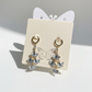 Feathered Zirconia Gold Earrings