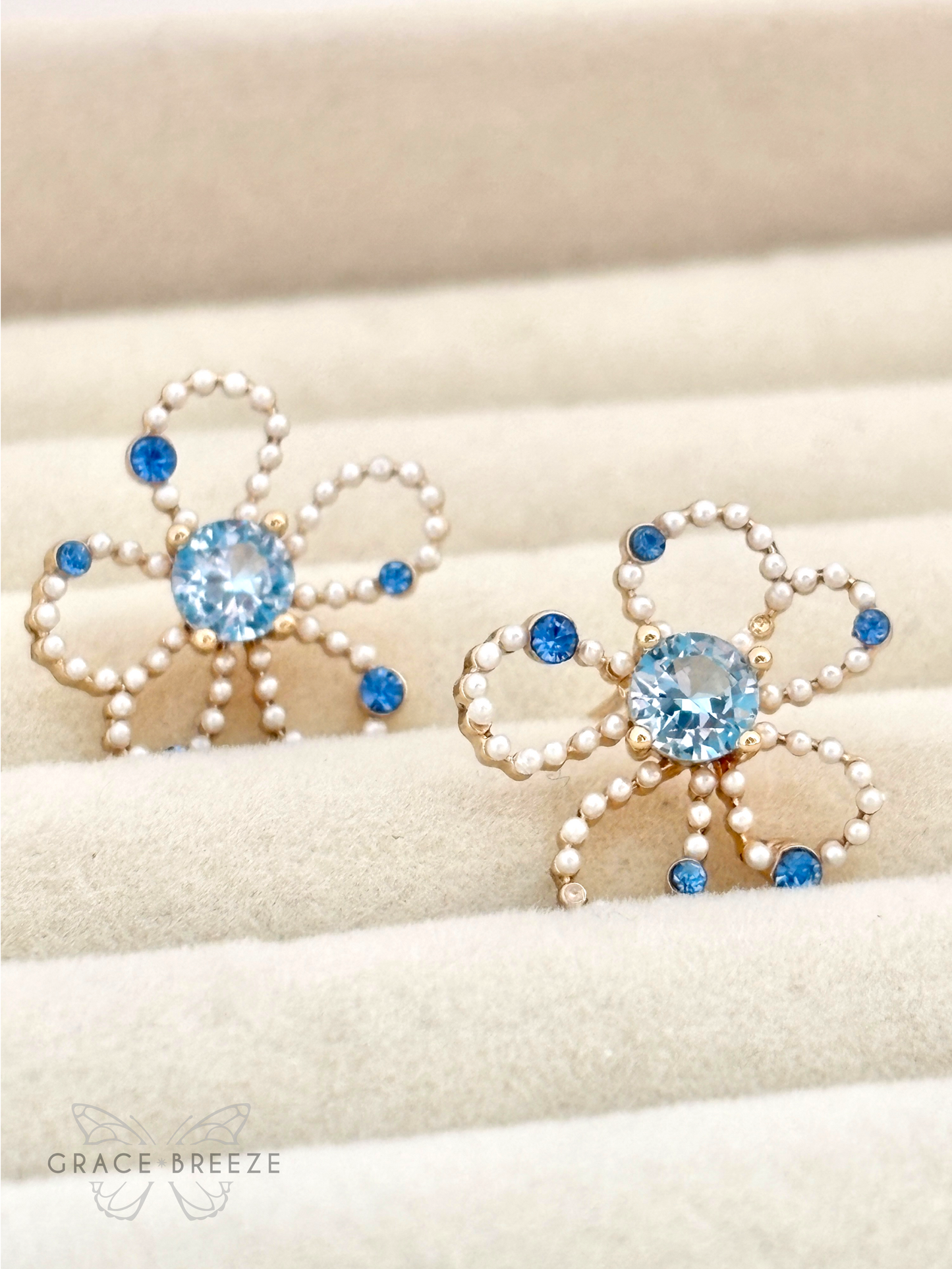 Topaz Blue Blossom Earrings