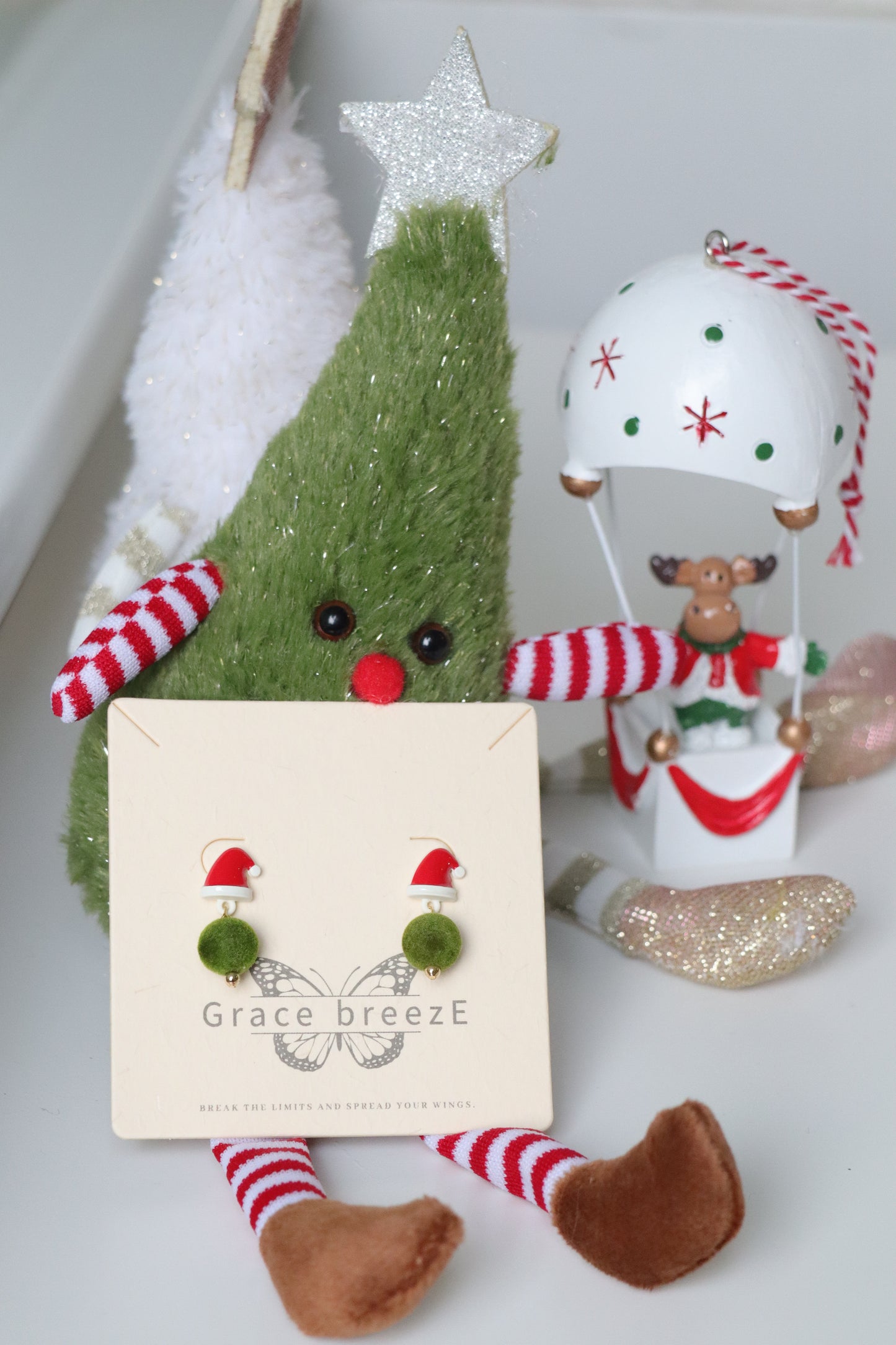 Fuzzy Christmas Moss Earrings