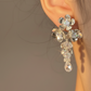 Flower Trio with Dangling Zirconias Silver Earrings