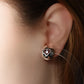 Pixilated Pink Heart Silver Stud Earrings