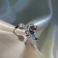 Silver Zirconia Flower and Butterfly Adjustable Ring