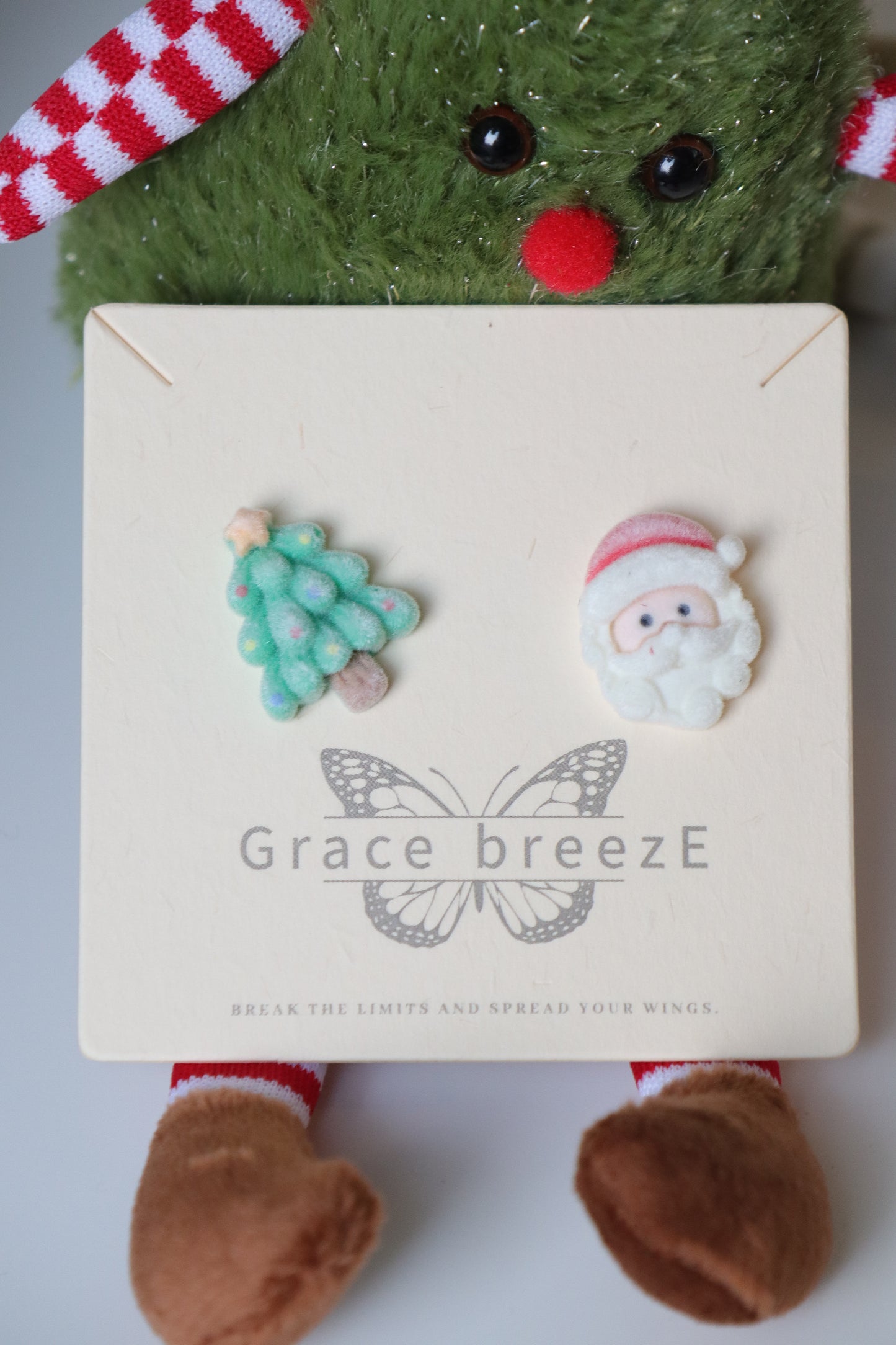 Fuzzy Christmas Tree & Santa Duo Earrings