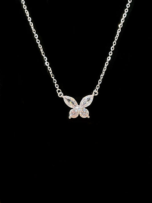 Zirconia Butterfly Pendant Necklace