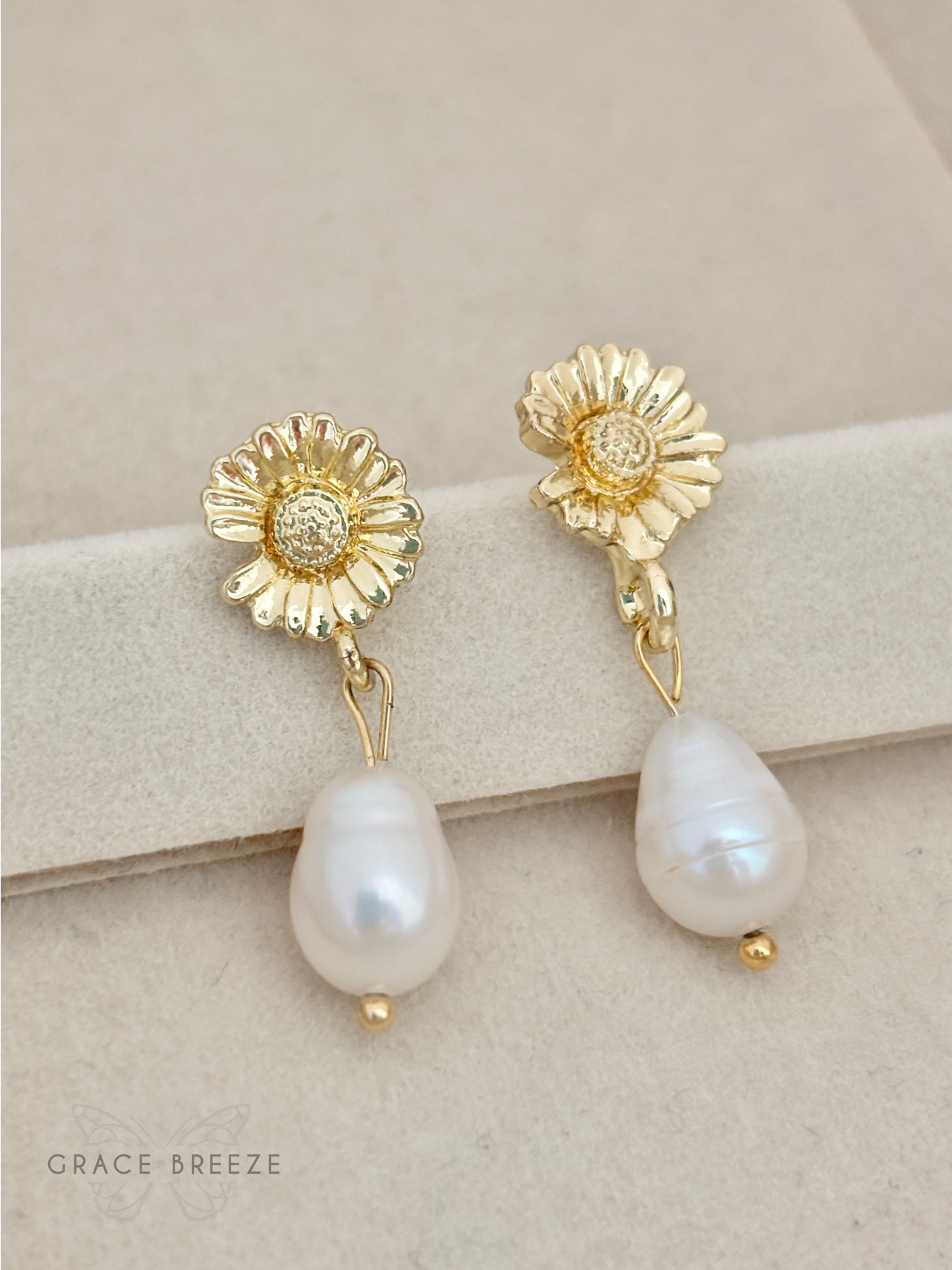 Sunflower Pearl Earrings