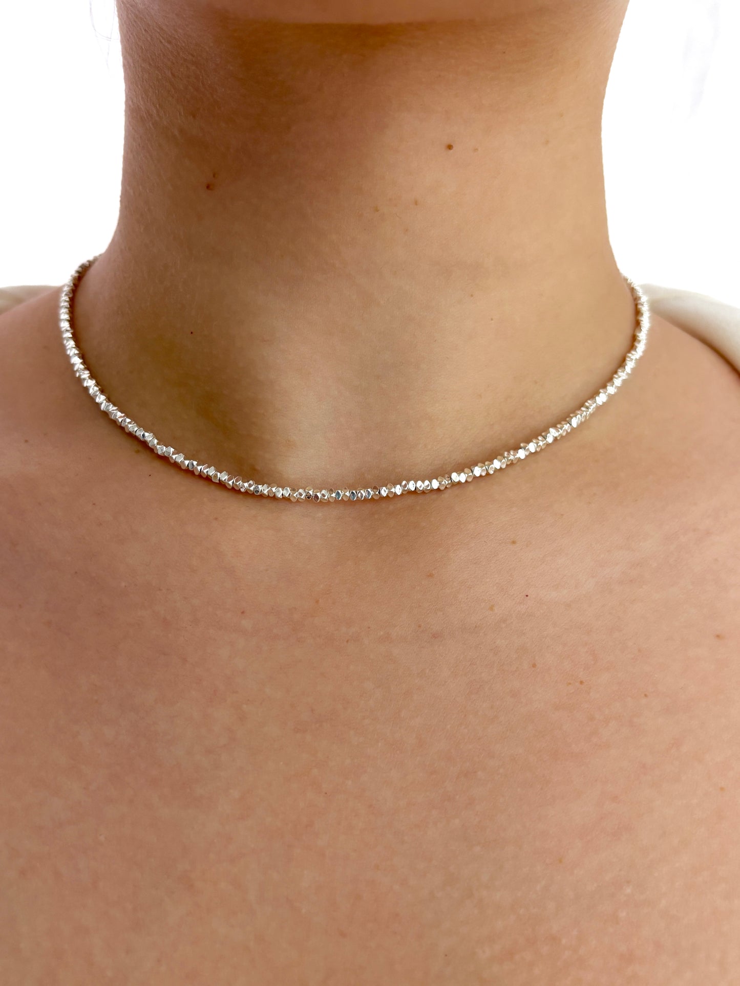 Solid Silver Nugget Necklace