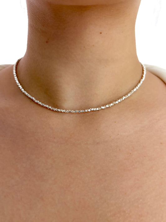 Solid Silver Nugget Necklace