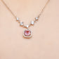 Rose Radiance Pink Zirconia Solid Silver Necklace