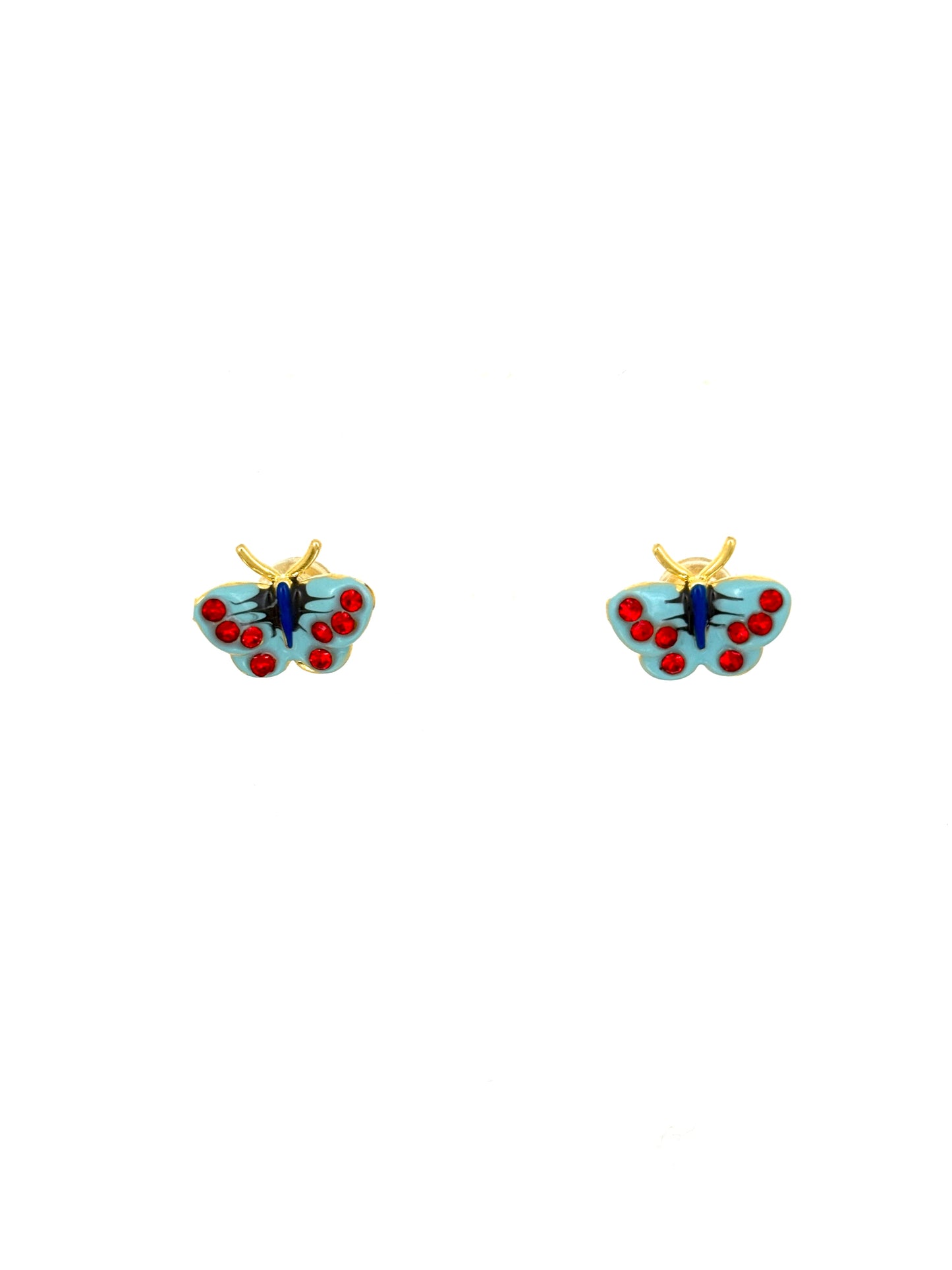 Blue butterfly gold  studs & earclips
