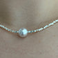Solid Silver Faux Pearl Nugget Necklace