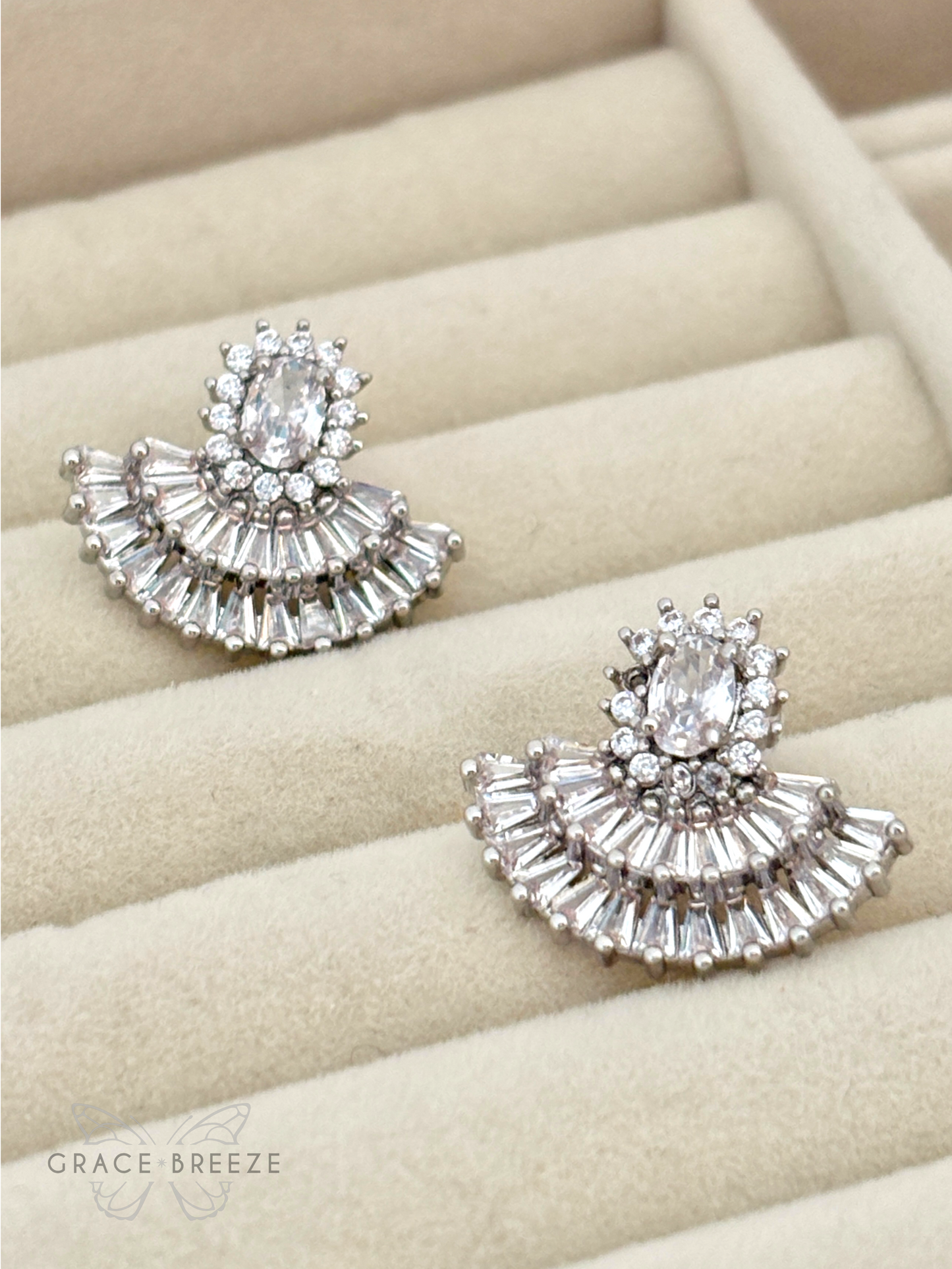 Cascading Zirconia Statement Silver-plated  Stud Earrings