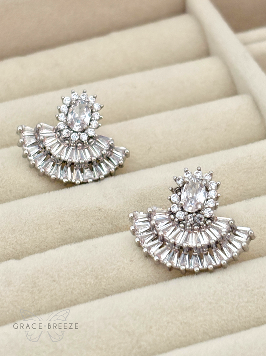 Cascading Zirconia Statement Silver-plated  Stud Earrings