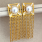 Vintage Gold Tassel Pearl Earrings