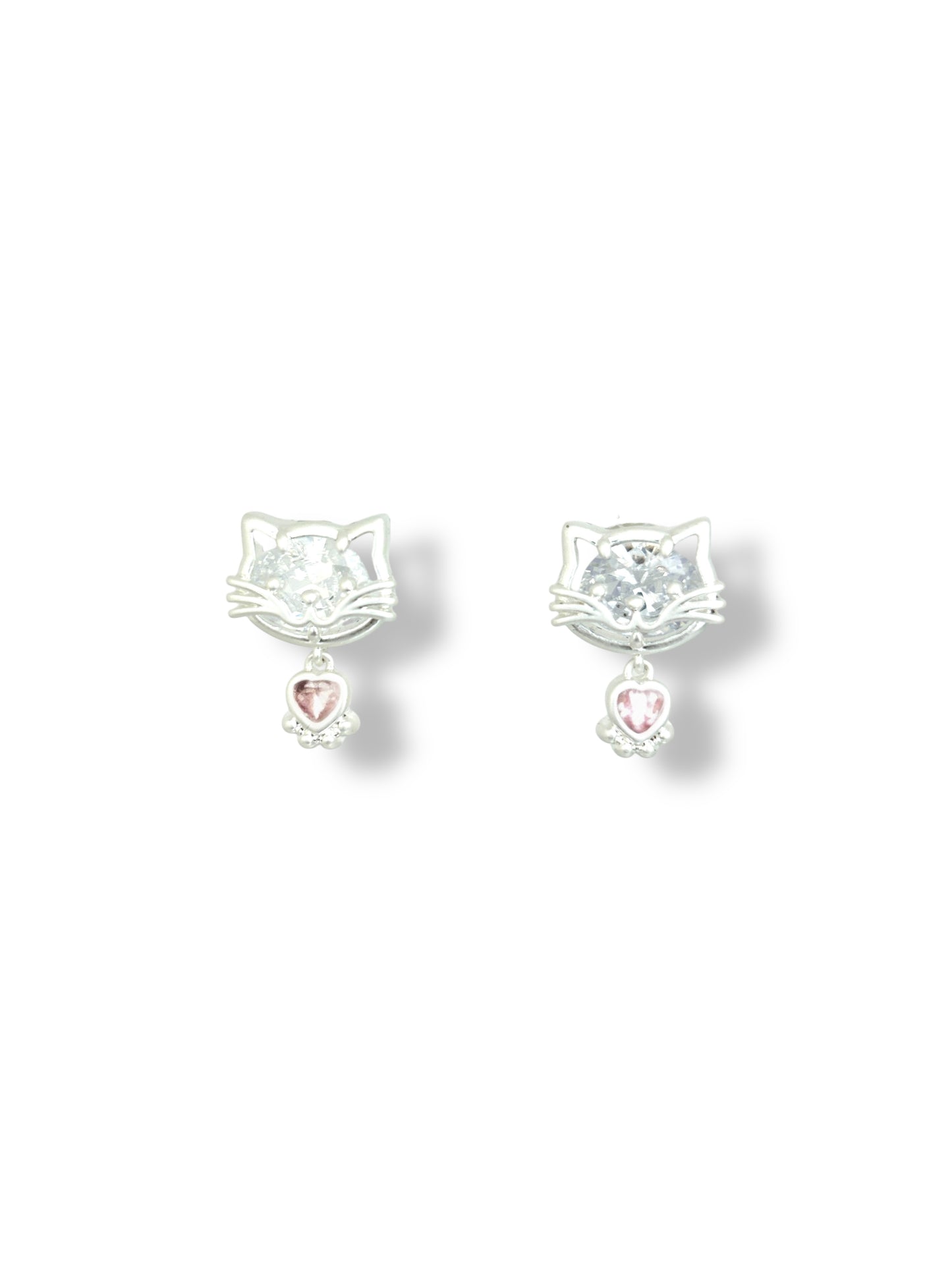 C.Z. Kitty paw silver earring