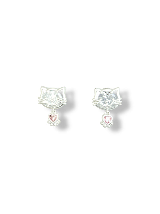 C.Z. Kitty paw silver earring