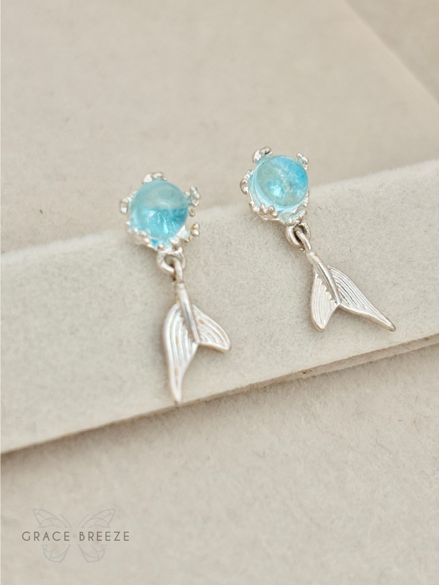 Larimar Dolphin Earrings