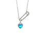 Blue Heart Silver Safety Pin Necklace