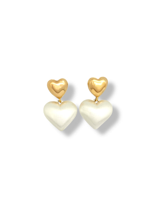Dual tone Heart Earrings