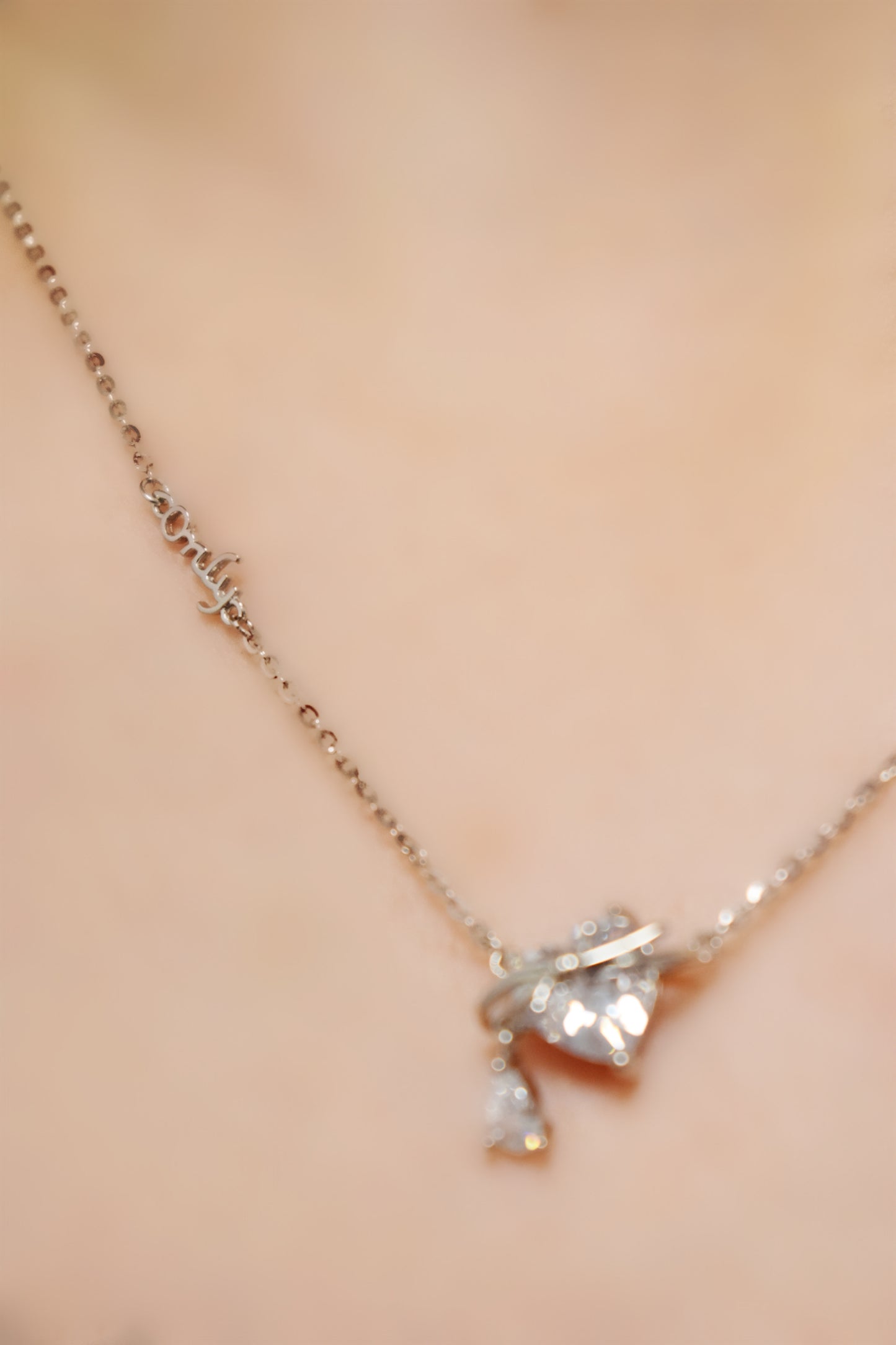 Only Love Solid Silver Zirconia Necklace