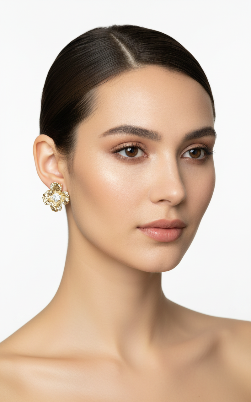 Golden Statement Open Flower Gold-plated Earrings