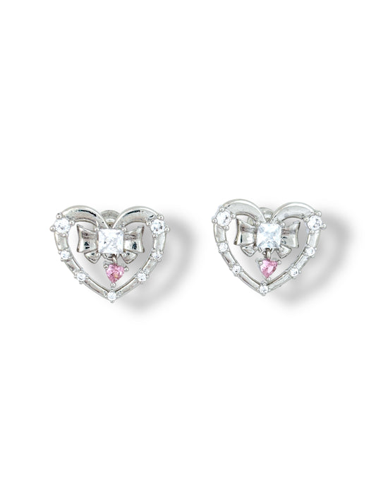 Y2K x Coquette Silver Heart Earrings
