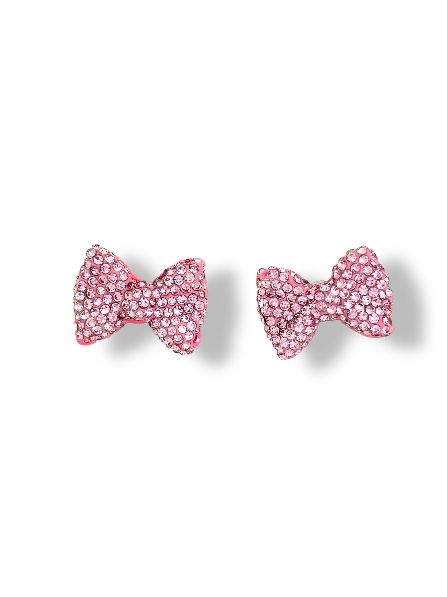 Pink bow sparkly bow earrings