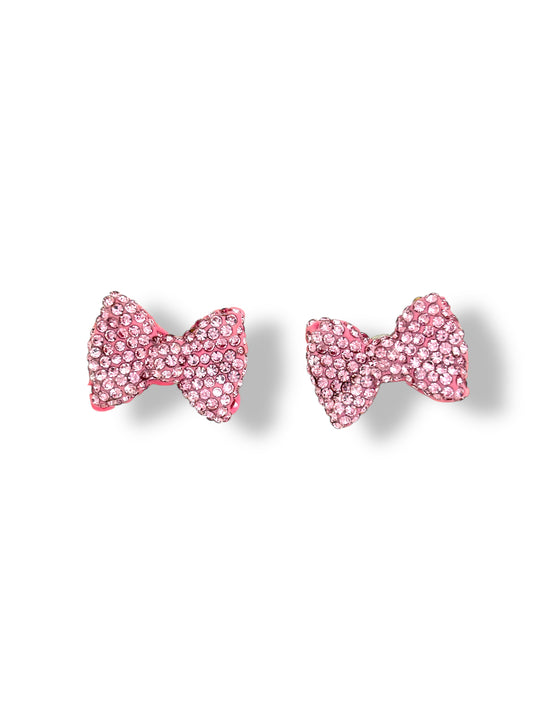 Pink bow sparkly bow earrings