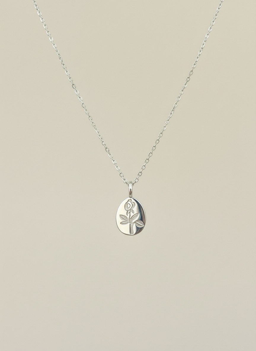 Pure Silver Mystic Rose Necklace